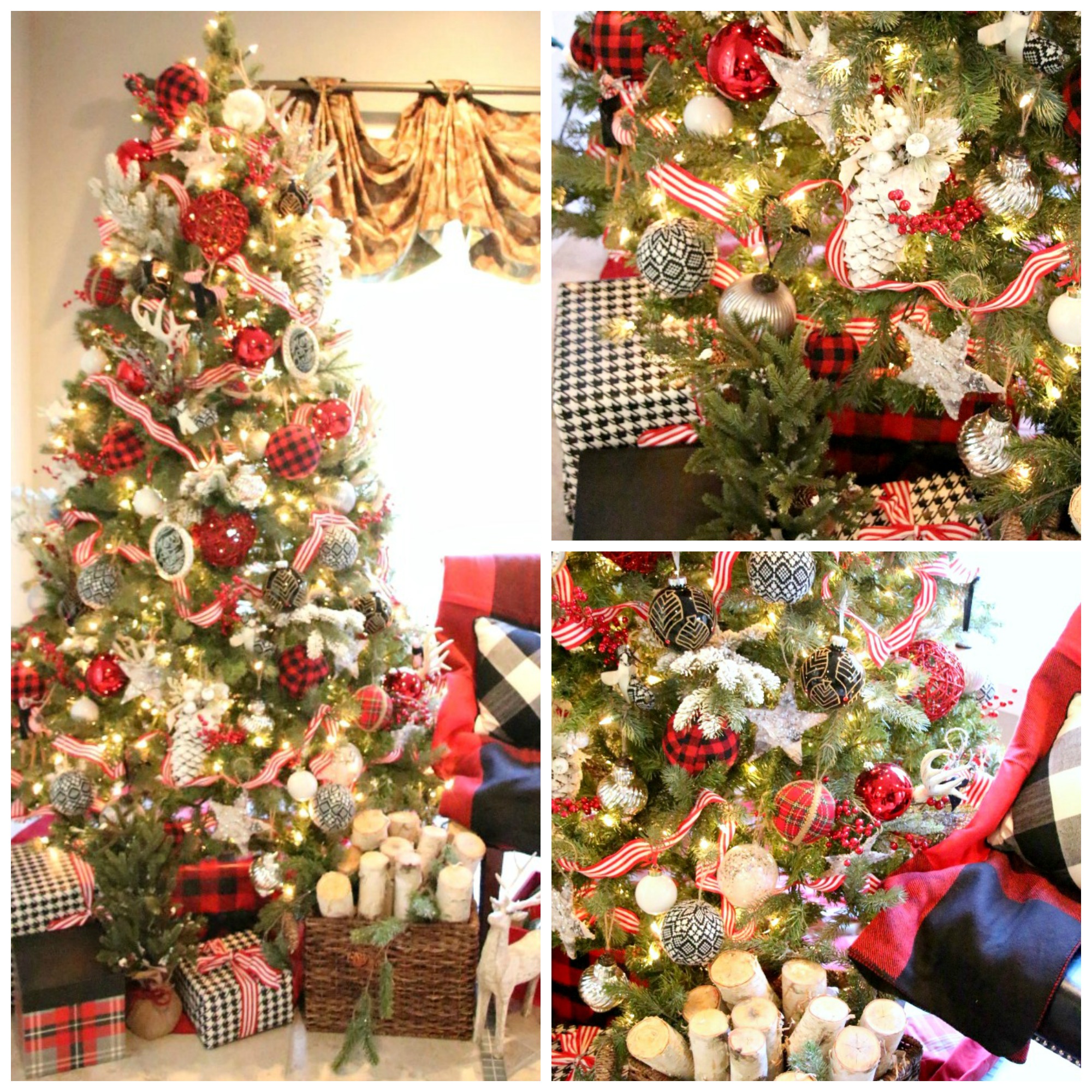 black and red plaid tree Collage