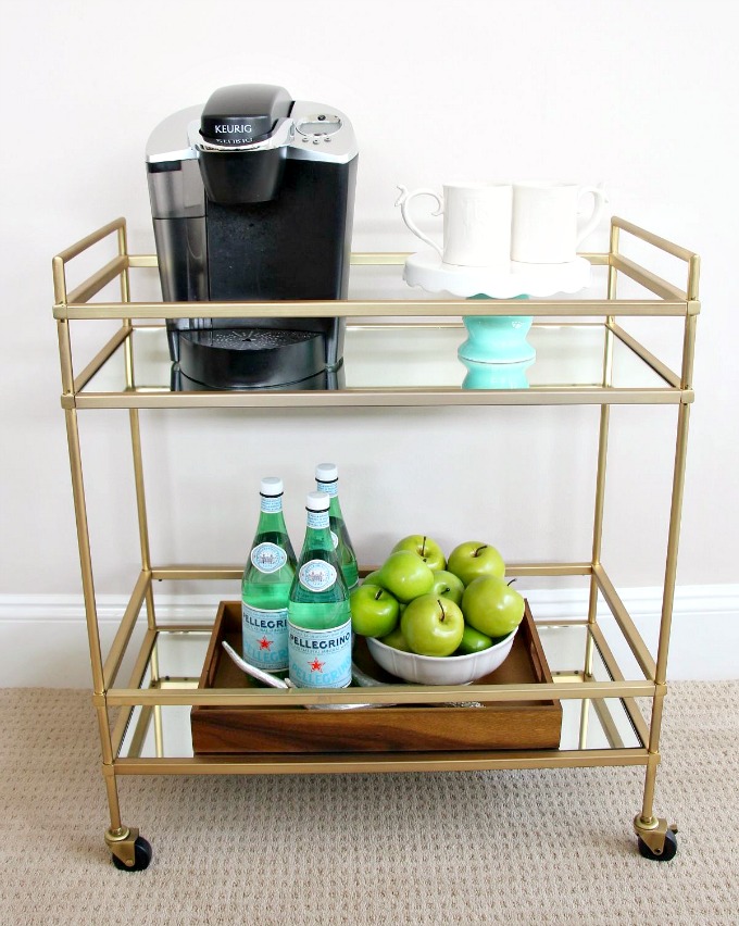 Use your bar cart for a coffee station in the kitchen. www.jennelyinteriors.com Use your bar cart for a coffee station in the kitchen. www.jennelyinteriors.com