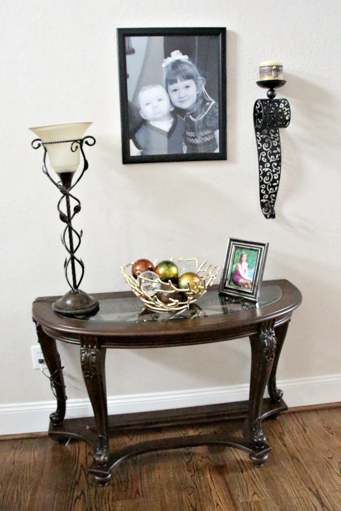 The original console table in my entryway. www.jennelyinteriors.com